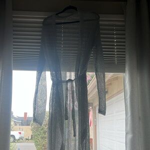 MESHKI silver mesh long sleeve size large